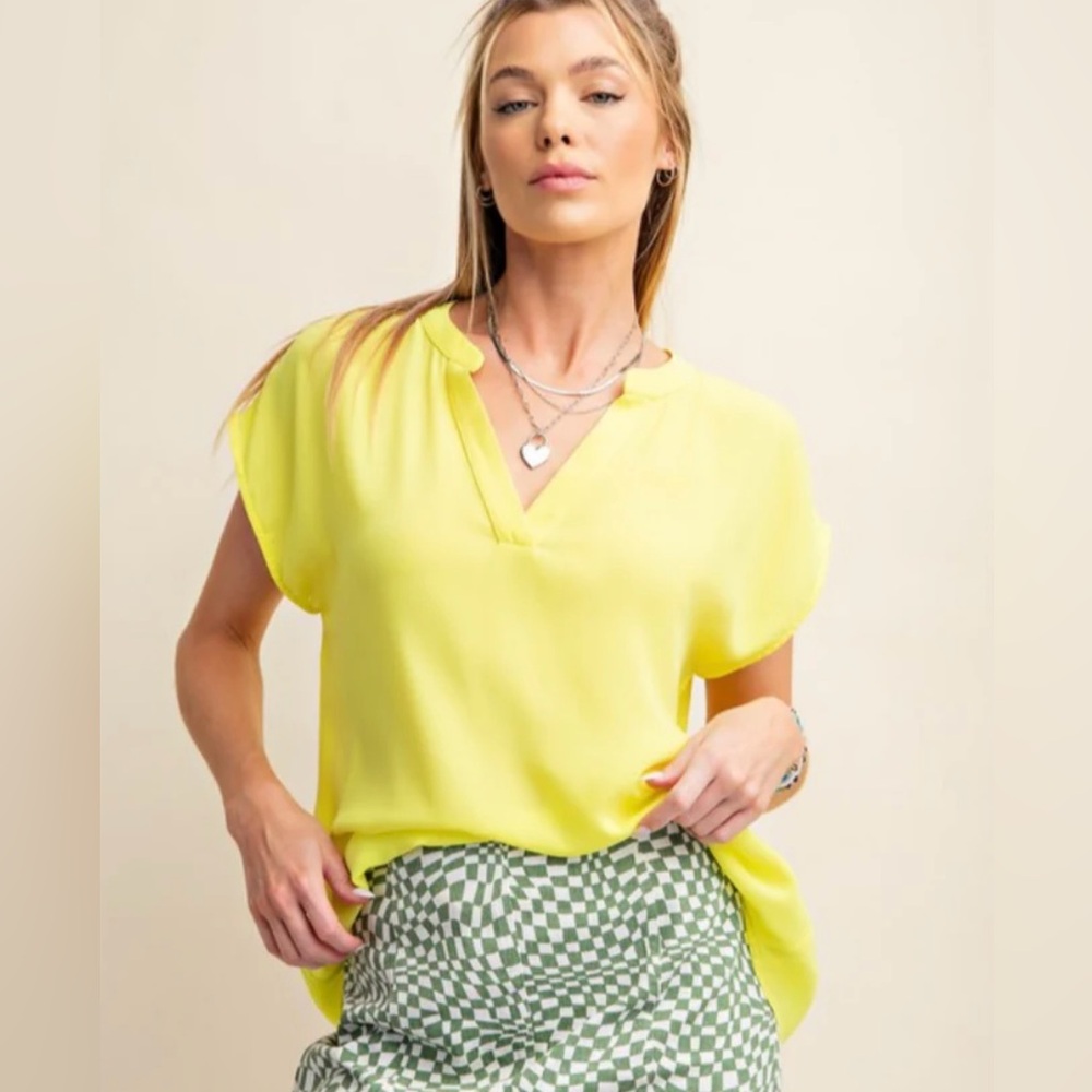 PLEIONE Anthropologie Lemon Yellow Blouse